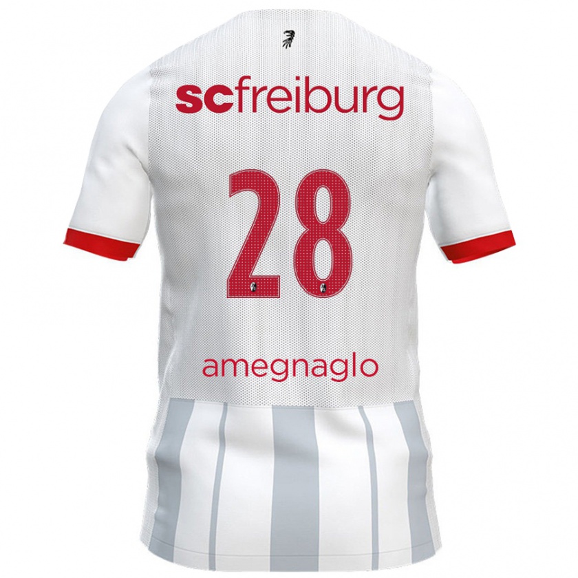 Kandiny Kinder David Amegnaglo #28 Weiß Grau Auswärtstrikot Trikot 2024/25 T-Shirt