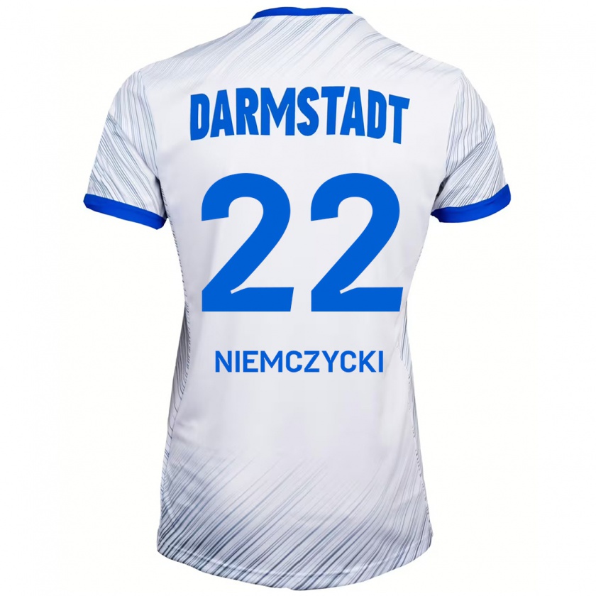 Kandiny Kinder Karol Niemczycki #22 Weiß Blau Auswärtstrikot Trikot 2024/25 T-Shirt