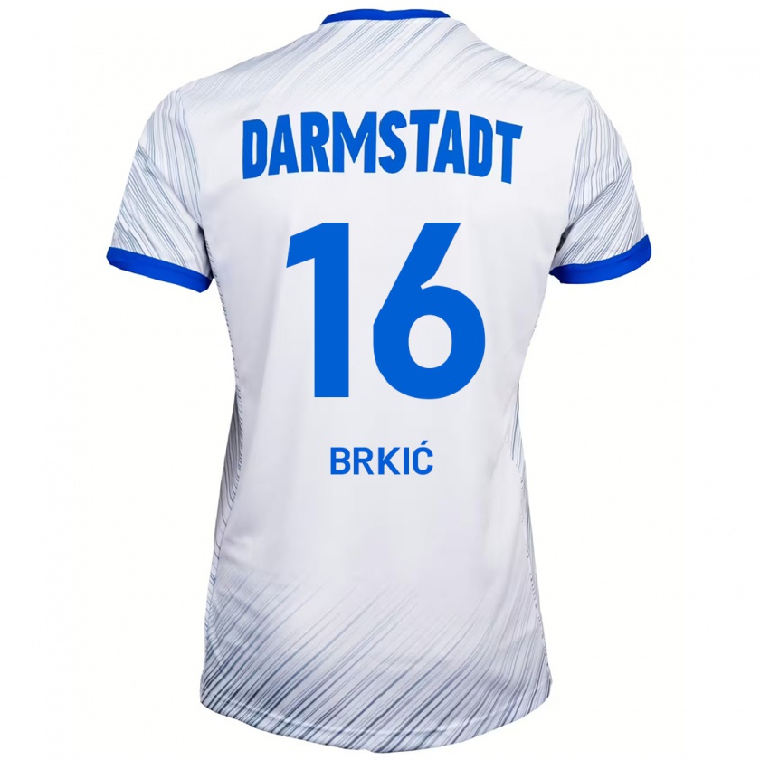 Kandiny Kinder Amar Brkić #16 Weiß Blau Auswärtstrikot Trikot 2024/25 T-Shirt