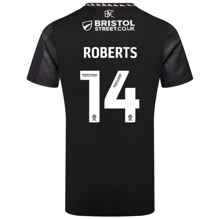 Kandiny Kinder Connor Roberts #14 Schwarz Auswärtstrikot Trikot 2024/25 T-Shirt