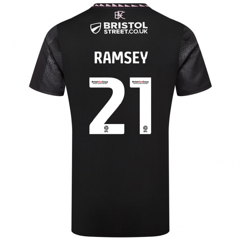 Kandiny Kinder Aaron Ramsey #21 Schwarz Auswärtstrikot Trikot 2024/25 T-Shirt