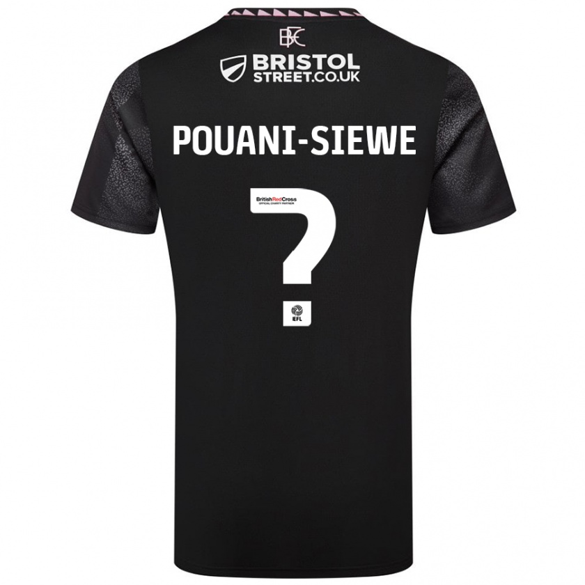 Kandiny Kinder Brandon Pouani-Siewe #0 Schwarz Auswärtstrikot Trikot 2024/25 T-Shirt