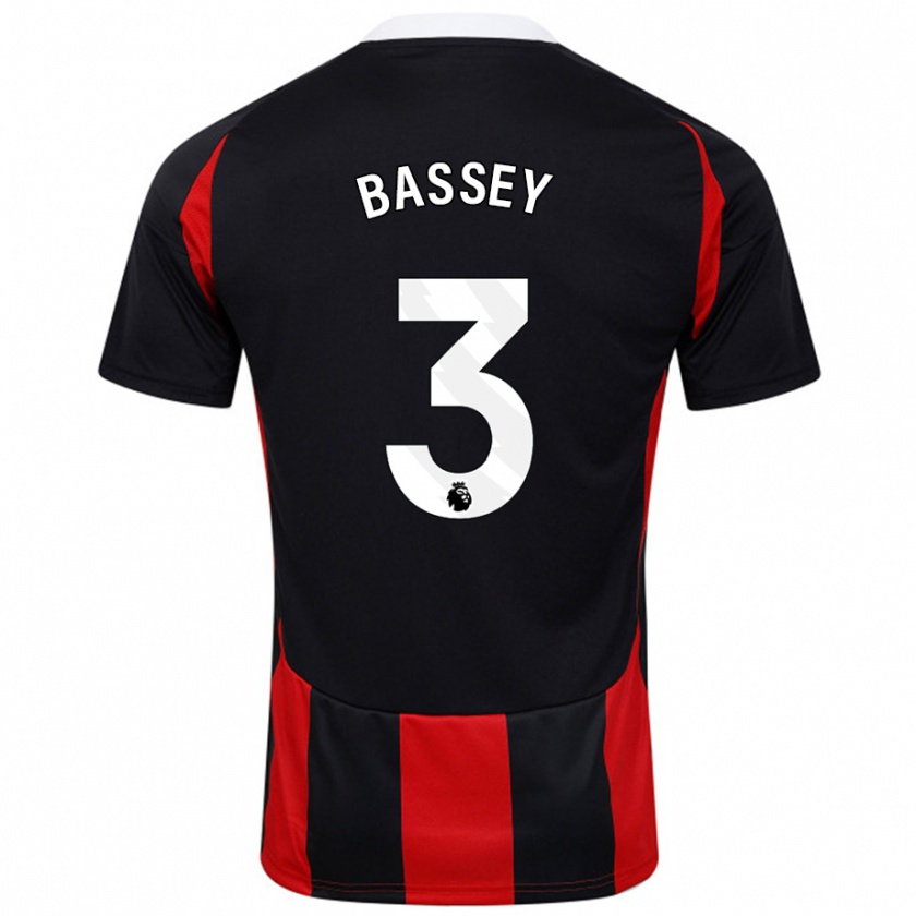 Kandiny Kinder Calvin Bassey #3 Schwarz Rot Auswärtstrikot Trikot 2024/25 T-Shirt