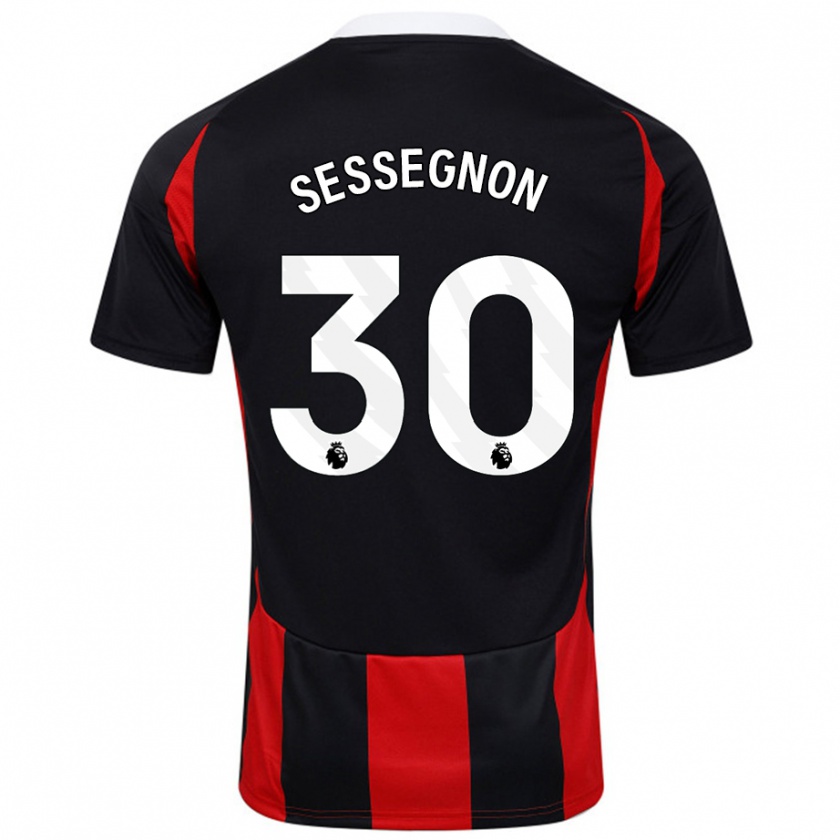 Kandiny Kinder Ryan Sessegnon #30 Schwarz Rot Auswärtstrikot Trikot 2024/25 T-Shirt