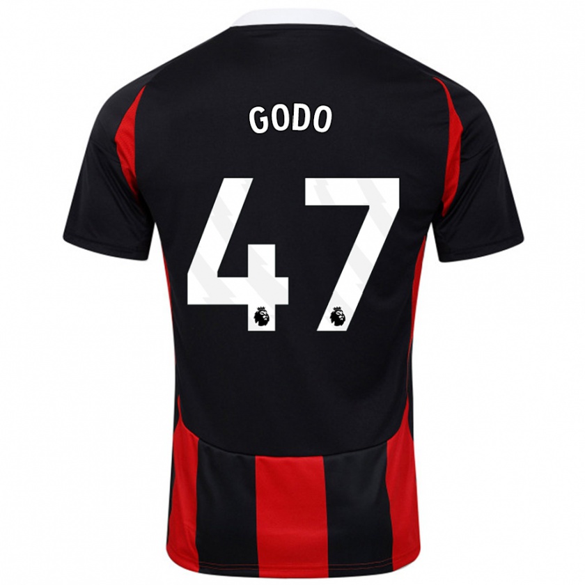 Kandiny Kinder Martial Godo #47 Schwarz Rot Auswärtstrikot Trikot 2024/25 T-Shirt