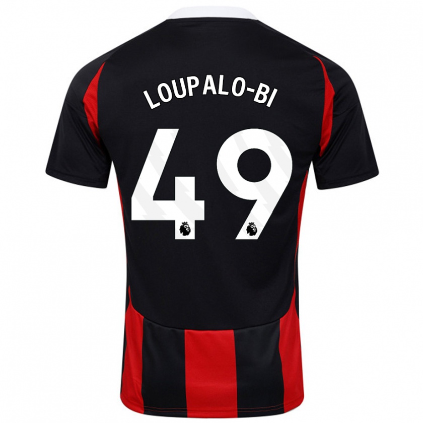 Kandiny Kinder Aaron Loupalo-Bi #49 Schwarz Rot Auswärtstrikot Trikot 2024/25 T-Shirt