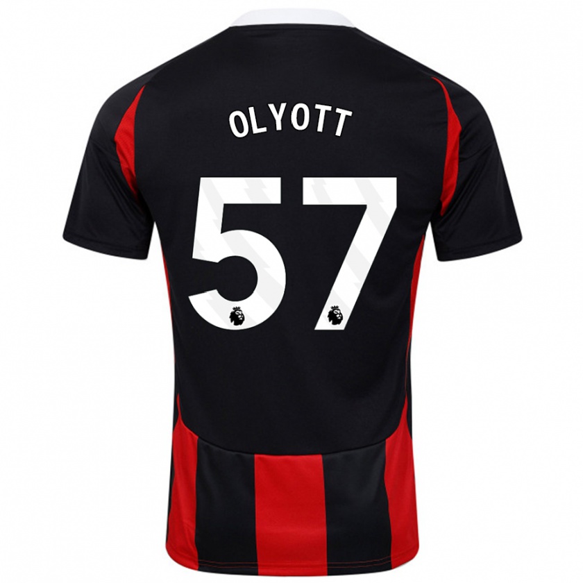 Kandiny Kinder Tom Olyott #57 Schwarz Rot Auswärtstrikot Trikot 2024/25 T-Shirt