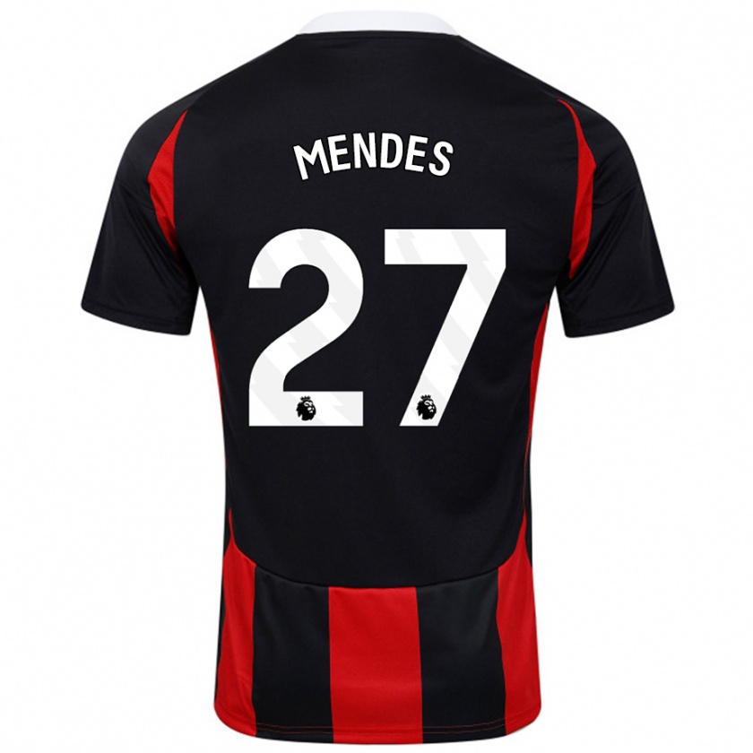 Kandiny Kinder Megalie Mendes #27 Schwarz Rot Auswärtstrikot Trikot 2024/25 T-Shirt