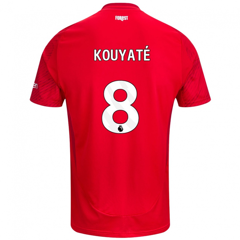 Kandiny Herren Cheikhou Kouyaté #8 Rot Weiß Heimtrikot Trikot 2024/25 T-Shirt