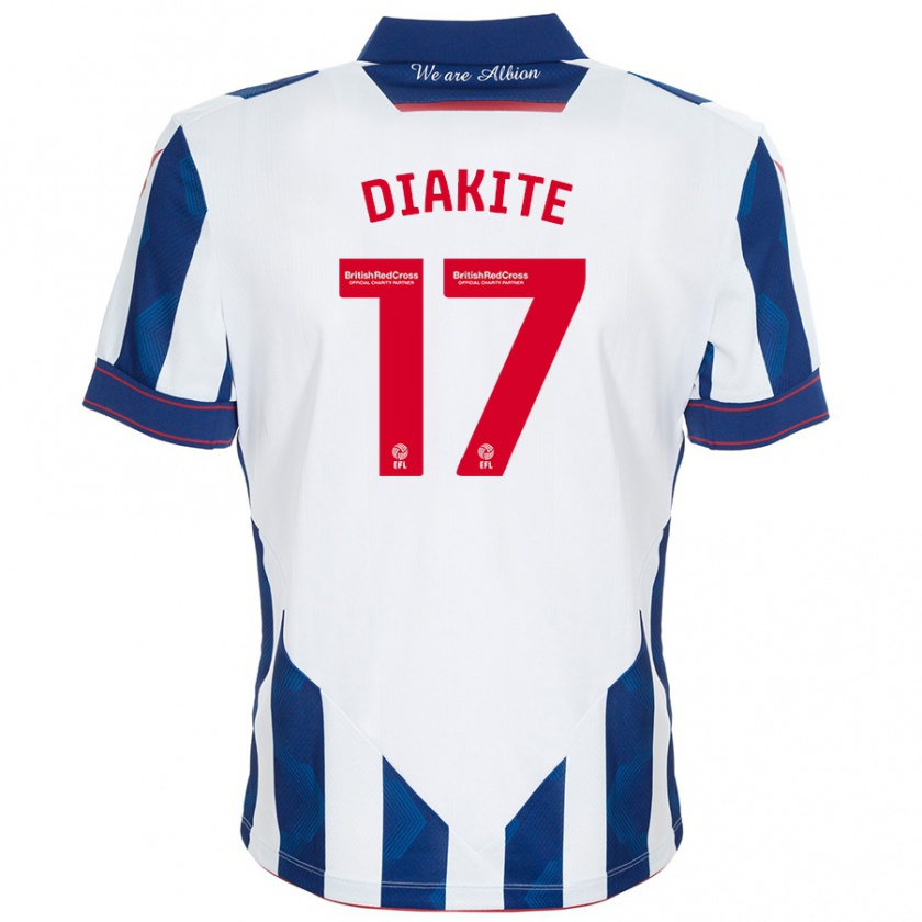 Kandiny Herren Ousmane Diakité #17 Weiß Dunkelblau Heimtrikot Trikot 2024/25 T-Shirt