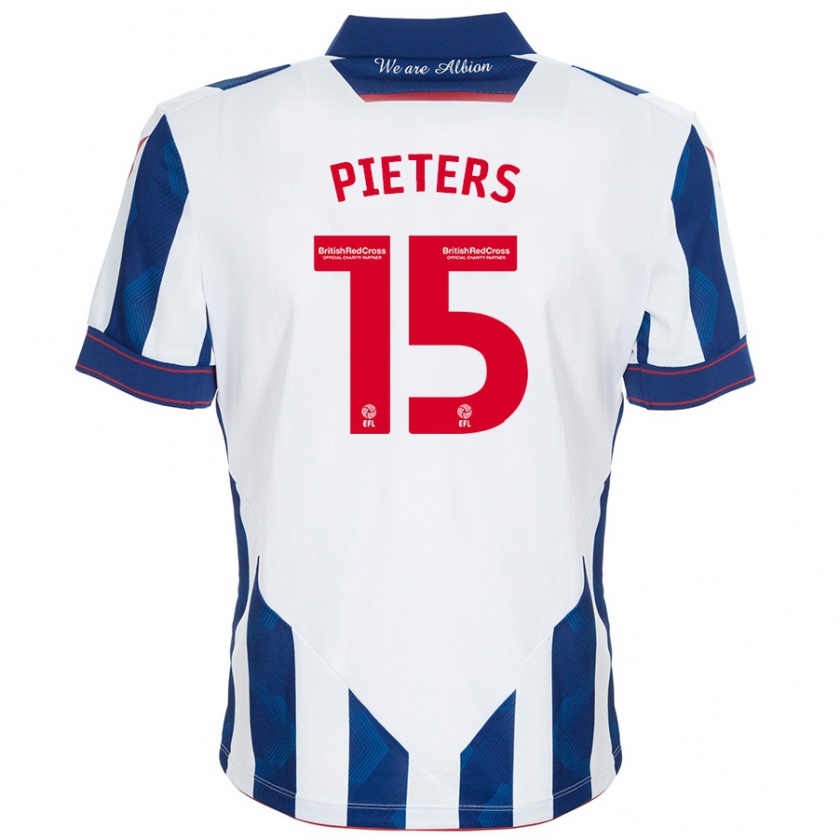 Kandiny Herren Erik Pieters #15 Weiß Dunkelblau Heimtrikot Trikot 2024/25 T-Shirt