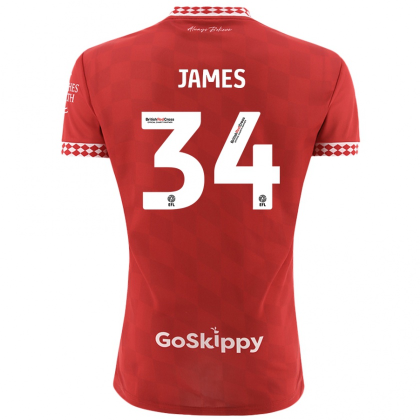 Kandiny Herren Joseph James #34 Rot Heimtrikot Trikot 2024/25 T-Shirt