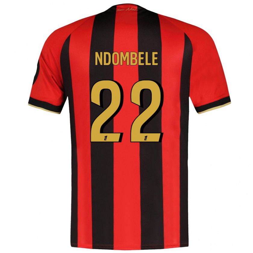 Kandiny Herren Tanguy Ndombélé #22 Rot Schwarz Heimtrikot Trikot 2024/25 T-Shirt