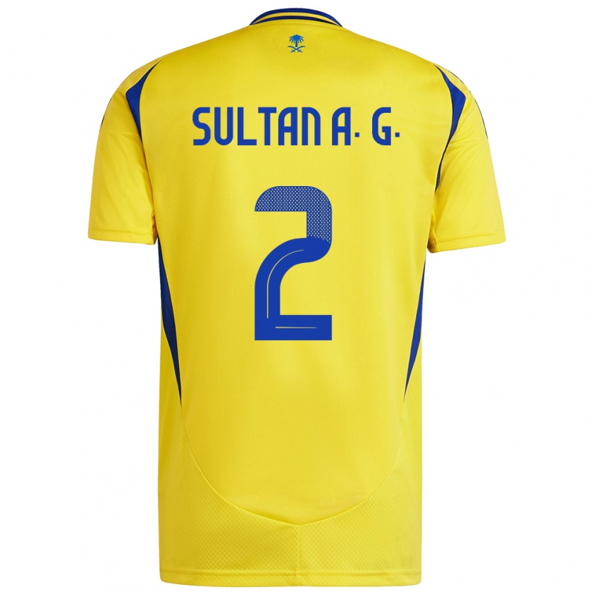 Kandiny Herren Sultan Al-Ghannam #2 Gelb Blau Heimtrikot Trikot 2024/25 T-Shirt