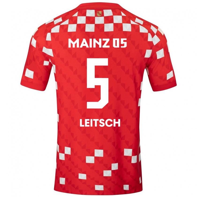 Kandiny Herren Maxim Leitsch #5 Weiß Rot Heimtrikot Trikot 2024/25 T-Shirt