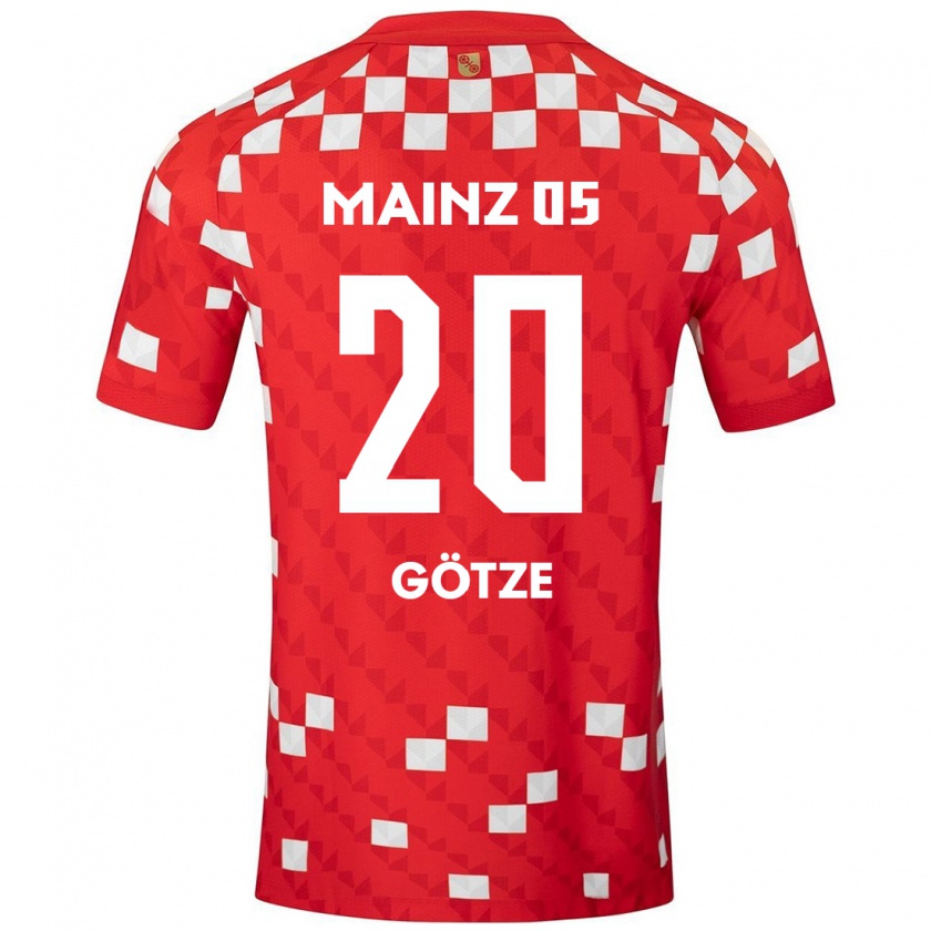 Kandiny Herren Justus Götze #20 Weiß Rot Heimtrikot Trikot 2024/25 T-Shirt