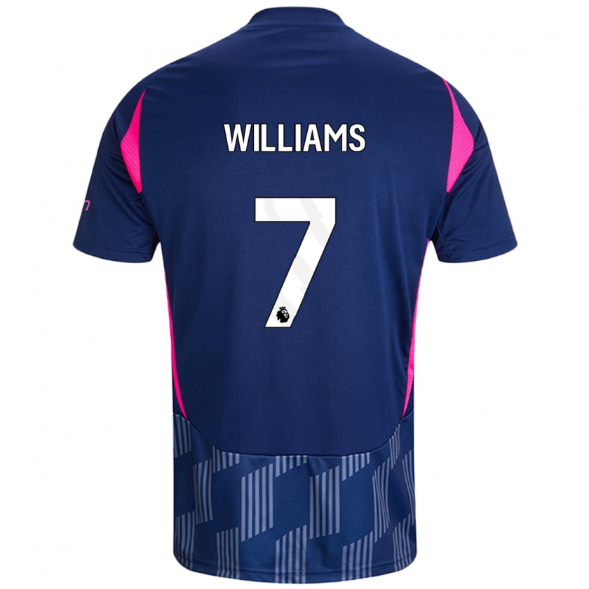 Kandiny Herren Neco Williams #7 Königsblau Rosa Auswärtstrikot Trikot 2024/25 T-Shirt