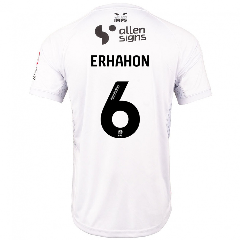 Kandiny Herren Ethan Erhahon #6 Rot Weiß Auswärtstrikot Trikot 2024/25 T-Shirt