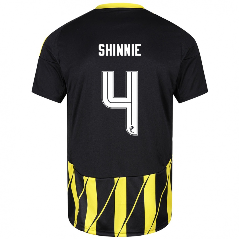 Kandiny Herren Graeme Shinnie #4 Schwarz Gelb Auswärtstrikot Trikot 2024/25 T-Shirt