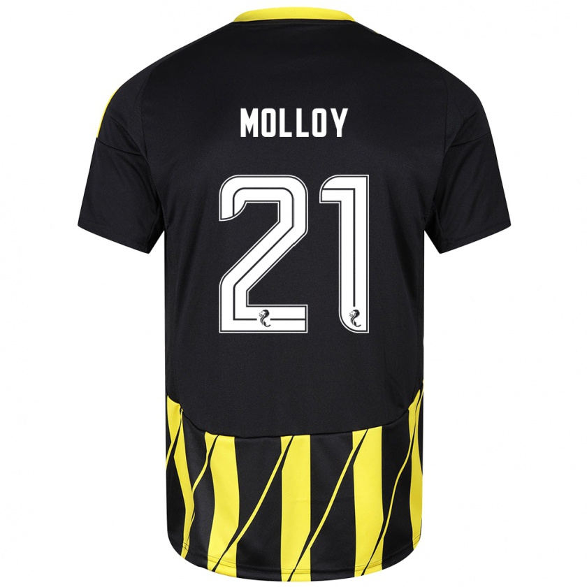 Kandiny Herren Gavin Molloy #21 Schwarz Gelb Auswärtstrikot Trikot 2024/25 T-Shirt