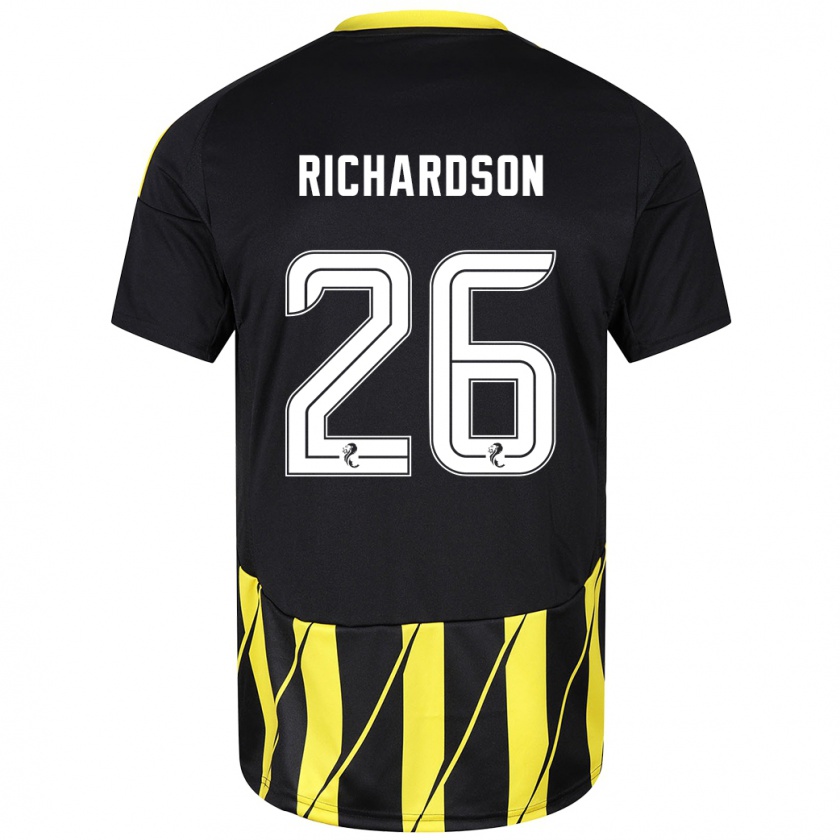 Kandiny Herren Jayden Richardson #26 Schwarz Gelb Auswärtstrikot Trikot 2024/25 T-Shirt