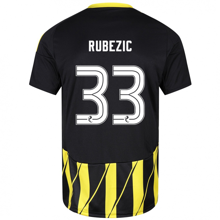 Kandiny Herren Slobodan Rubezic #33 Schwarz Gelb Auswärtstrikot Trikot 2024/25 T-Shirt