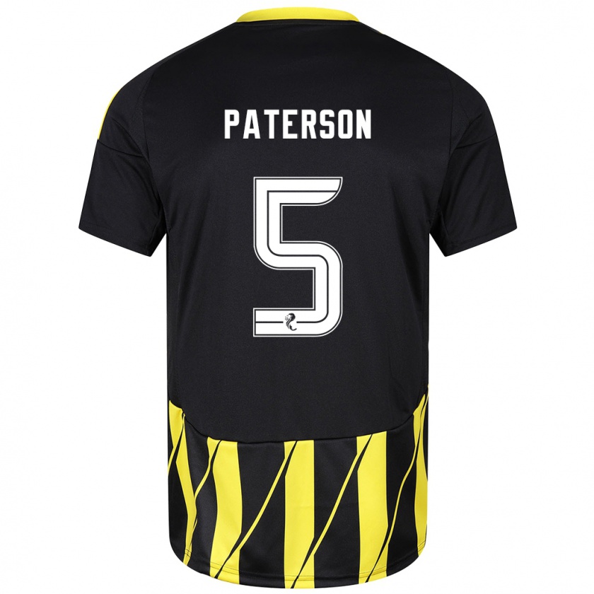 Kandiny Herren Donna Paterson #5 Schwarz Gelb Auswärtstrikot Trikot 2024/25 T-Shirt