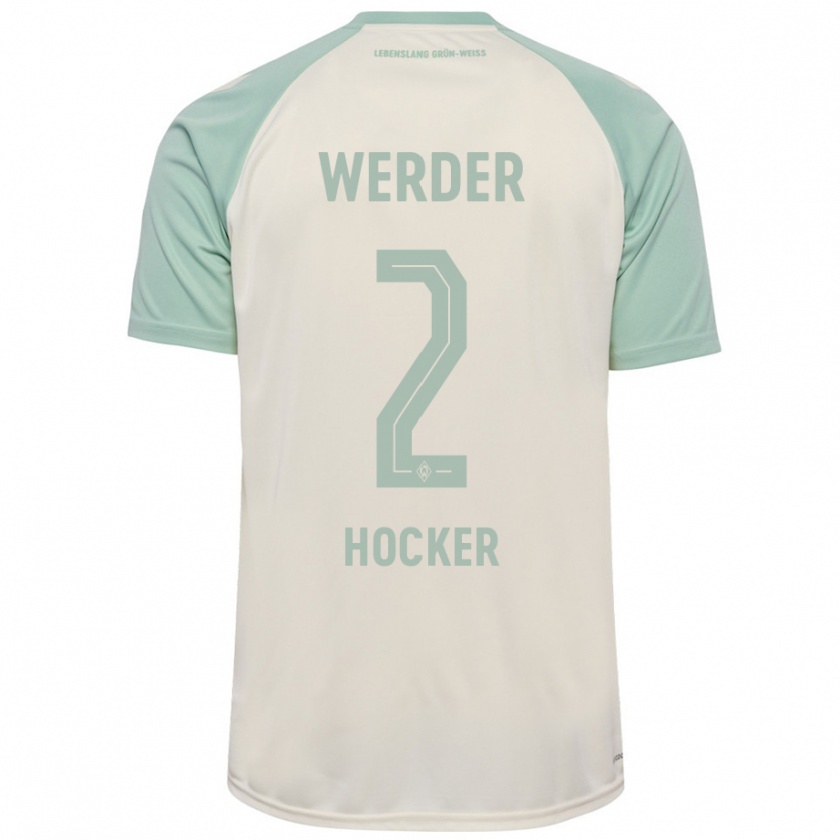 Kandiny Herren Luca Höcker #2 Cremeweiß Hellgrün Auswärtstrikot Trikot 2024/25 T-Shirt