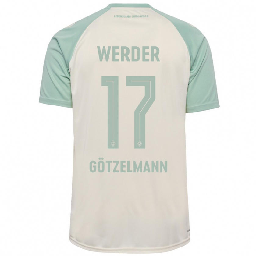 Kandiny Herren Patrick Götzelmann #17 Cremeweiß Hellgrün Auswärtstrikot Trikot 2024/25 T-Shirt