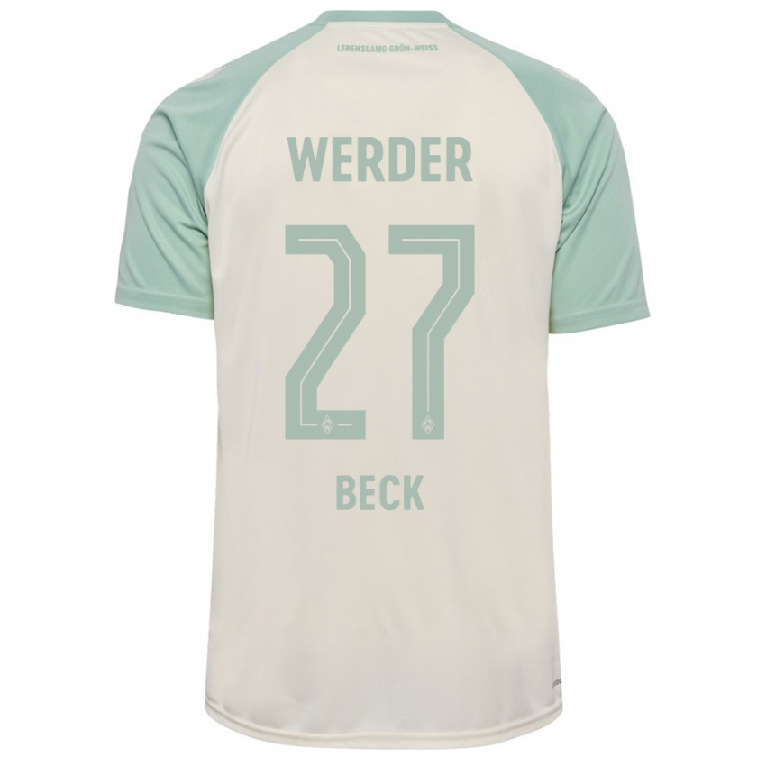 Kandiny Herren Sharon Beck #27 Cremeweiß Hellgrün Auswärtstrikot Trikot 2024/25 T-Shirt