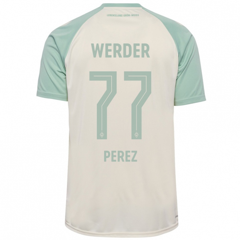 Kandiny Herren Catalina Pérez #77 Cremeweiß Hellgrün Auswärtstrikot Trikot 2024/25 T-Shirt