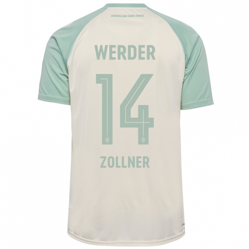 Kandiny Herren Adrian Zollner #14 Cremeweiß Hellgrün Auswärtstrikot Trikot 2024/25 T-Shirt