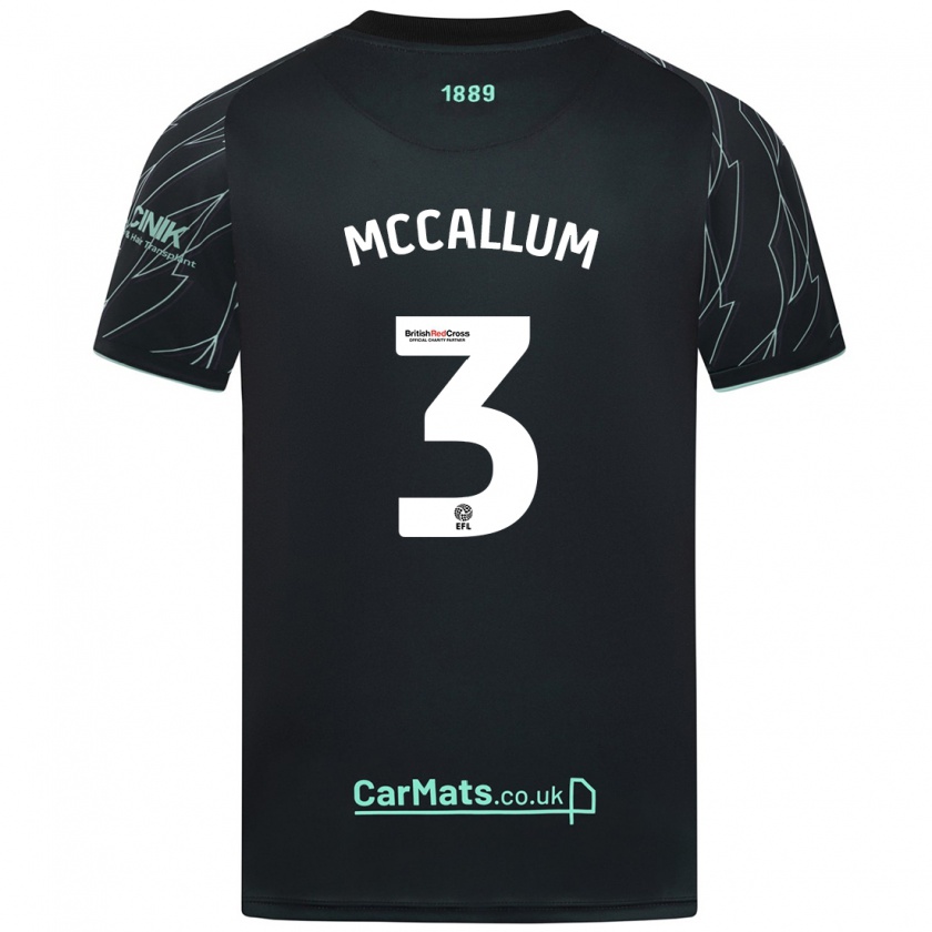 Kandiny Herren Sam Mccallum #3 Schwarz Grün Auswärtstrikot Trikot 2024/25 T-Shirt