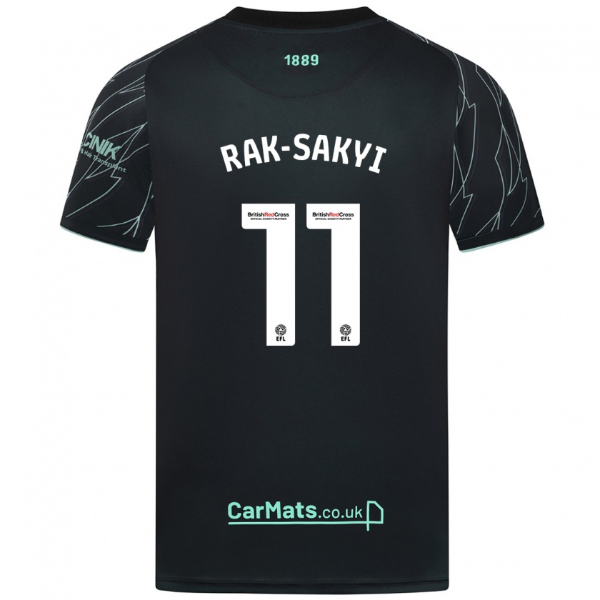 Kandiny Herren Jesurun Rak-Sakyi #11 Schwarz Grün Auswärtstrikot Trikot 2024/25 T-Shirt