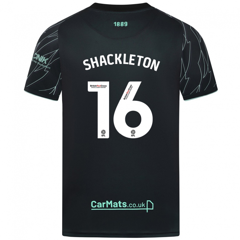 Kandiny Herren Jamie Shackleton #16 Schwarz Grün Auswärtstrikot Trikot 2024/25 T-Shirt