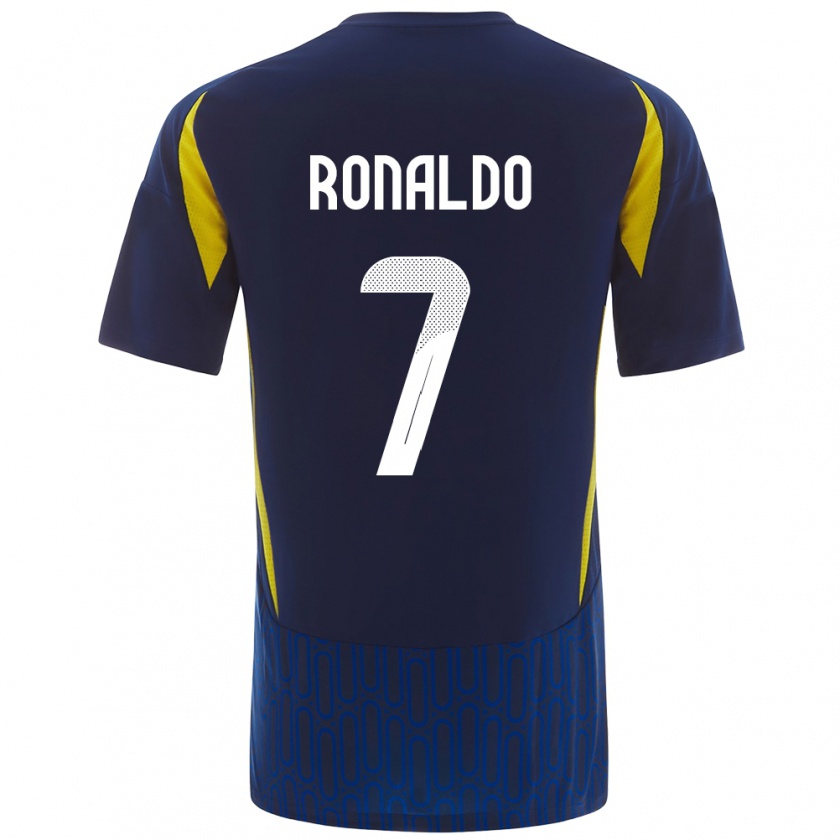 Kandiny Herren Cristiano Ronaldo #7 Blau Gelb Auswärtstrikot Trikot 2024/25 T-Shirt