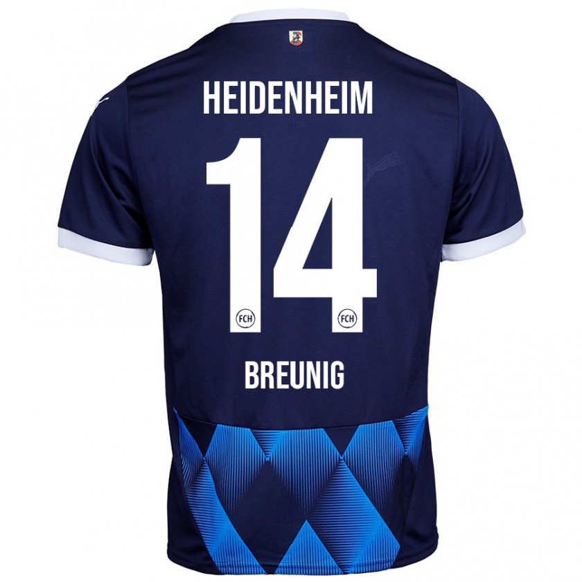 Kandiny Herren Maximilian Breunig #14 Dunkel Marineblau Auswärtstrikot Trikot 2024/25 T-Shirt