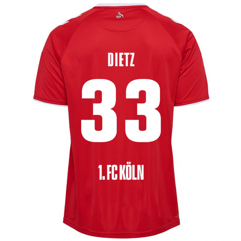 Kandiny Herren Florian Dietz #33 Rot Weiß Auswärtstrikot Trikot 2024/25 T-Shirt