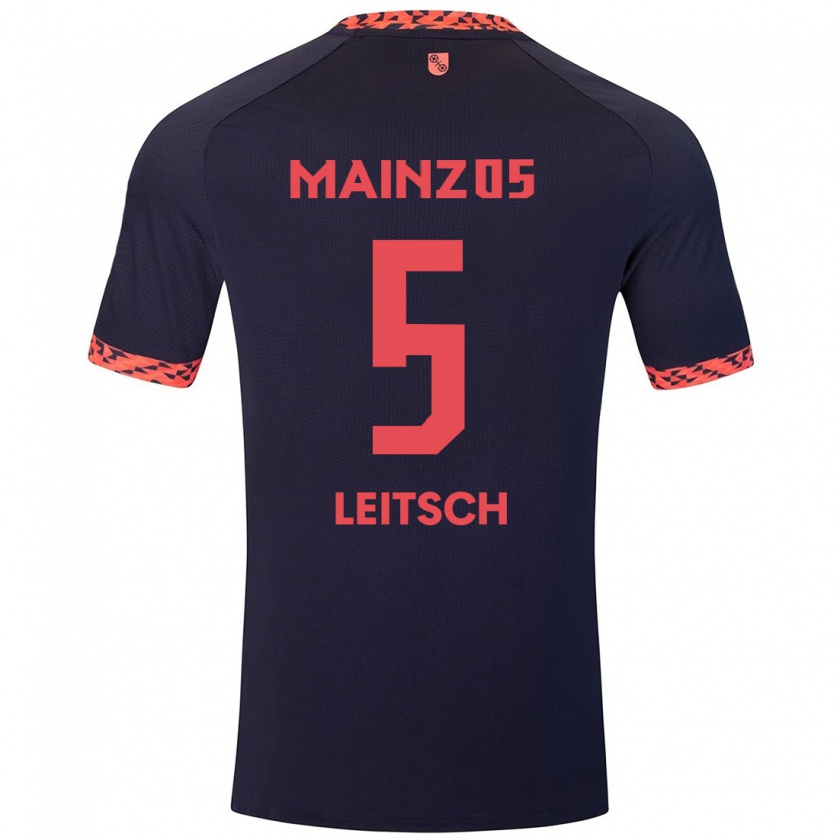 Kandiny Herren Maxim Leitsch #5 Blau Korallenrot Auswärtstrikot Trikot 2024/25 T-Shirt