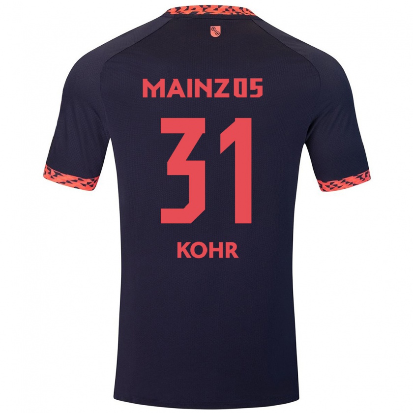 Kandiny Herren Dominik Kohr #31 Blau Korallenrot Auswärtstrikot Trikot 2024/25 T-Shirt