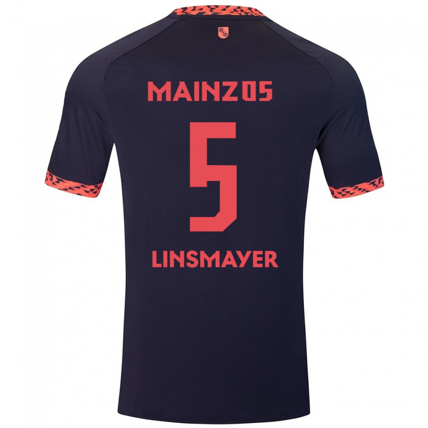 Kandiny Herren Denis Linsmayer #5 Blau Korallenrot Auswärtstrikot Trikot 2024/25 T-Shirt