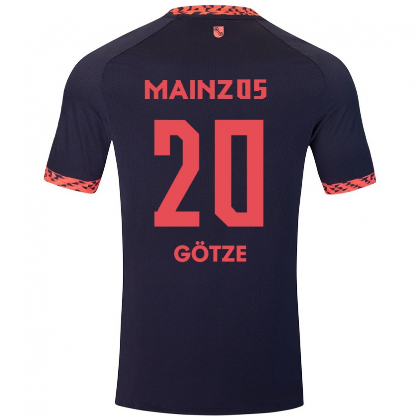 Kandiny Herren Justus Götze #20 Blau Korallenrot Auswärtstrikot Trikot 2024/25 T-Shirt