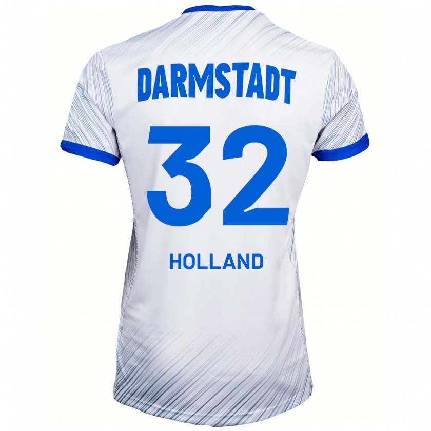 Kandiny Herren Fabian Holland #32 Weiß Blau Auswärtstrikot Trikot 2024/25 T-Shirt