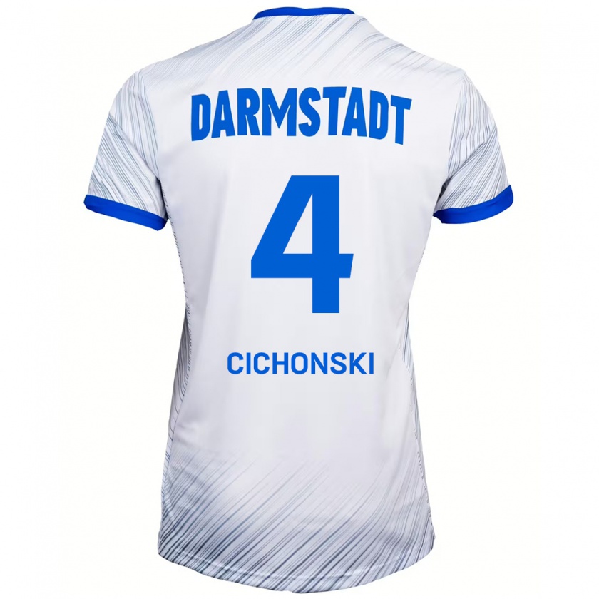 Kandiny Herren Florian Cichonski #4 Weiß Blau Auswärtstrikot Trikot 2024/25 T-Shirt