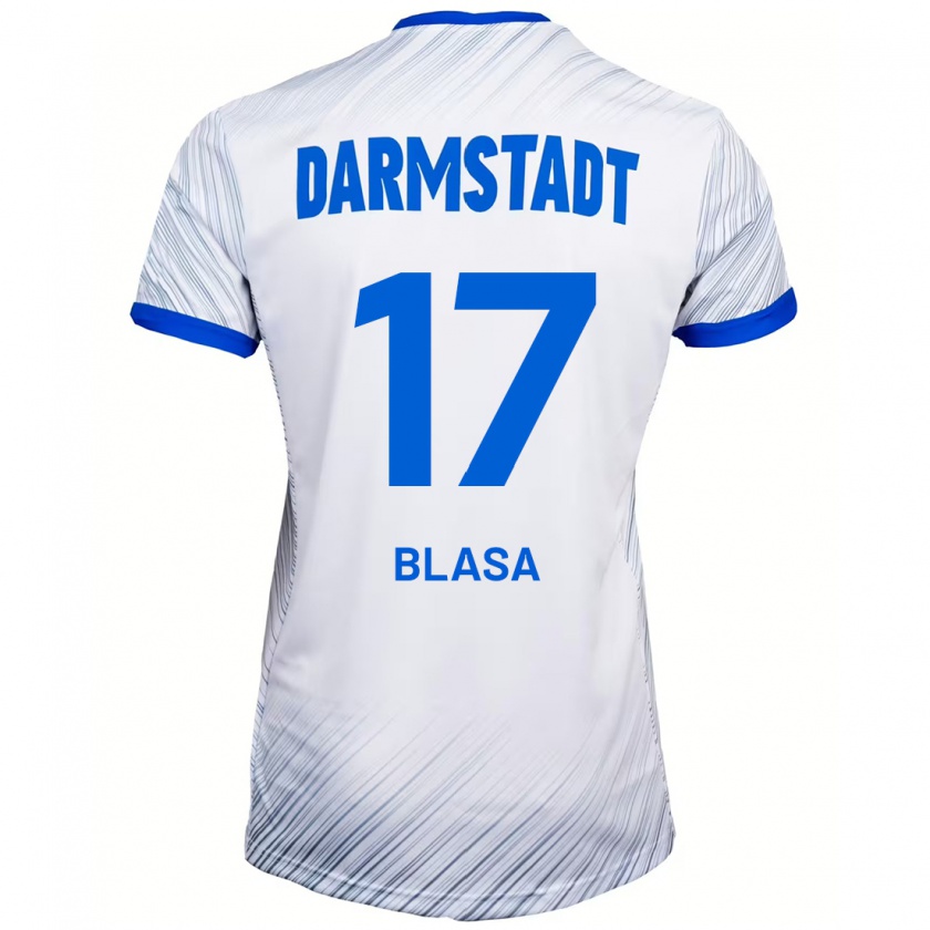 Kandiny Herren Keanu Blasa #17 Weiß Blau Auswärtstrikot Trikot 2024/25 T-Shirt