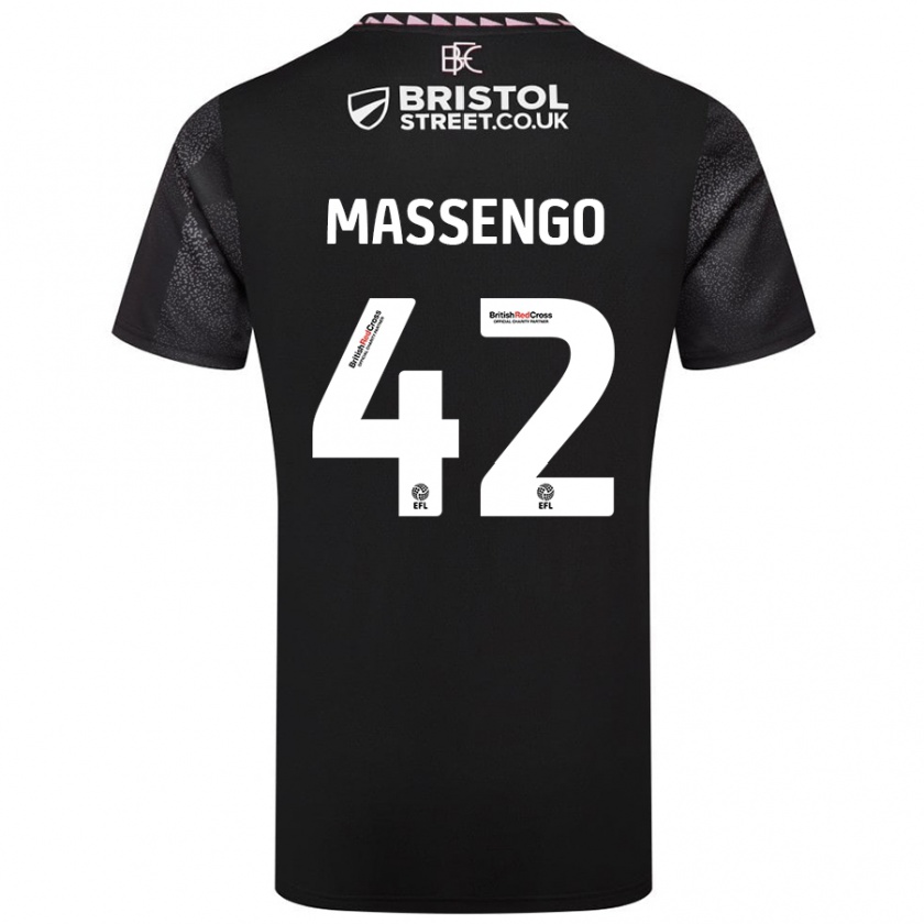 Kandiny Herren Han-Noah Massengo #42 Schwarz Auswärtstrikot Trikot 2024/25 T-Shirt