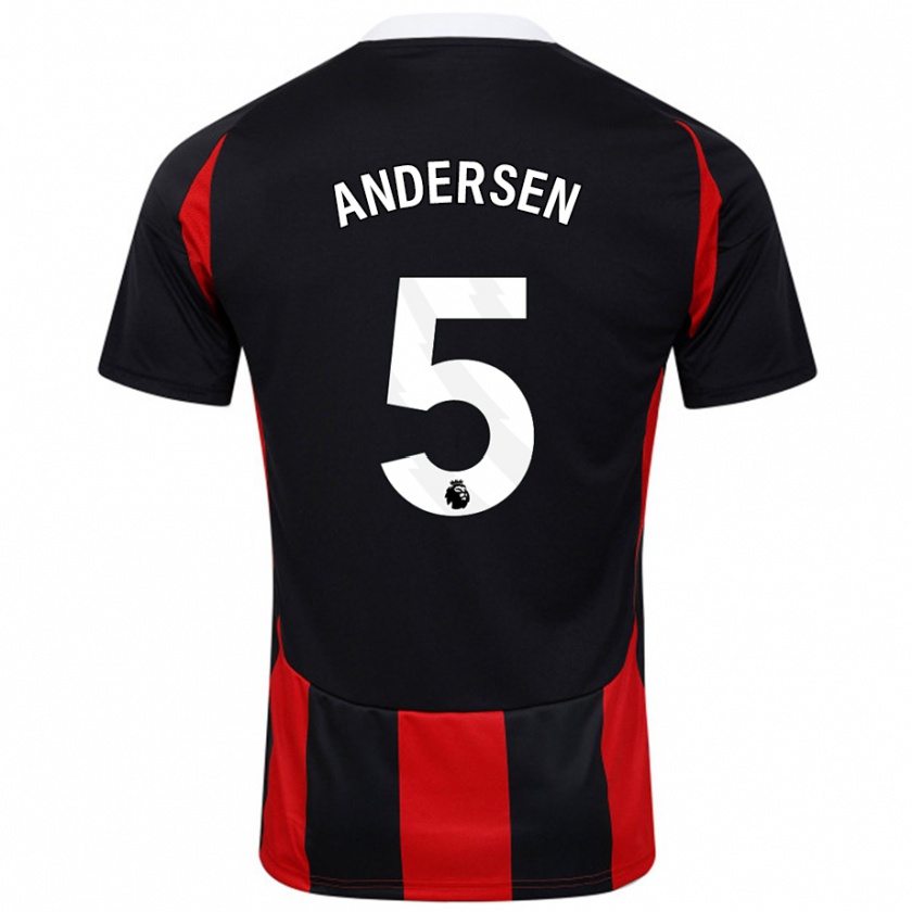 Kandiny Herren Joachim Andersen #5 Schwarz Rot Auswärtstrikot Trikot 2024/25 T-Shirt