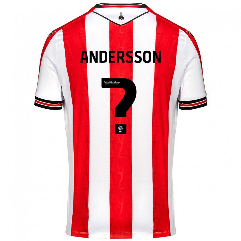 Kandiny Damen Edwin Andersson #0 Rot Weiß Heimtrikot Trikot 2024/25 T-Shirt