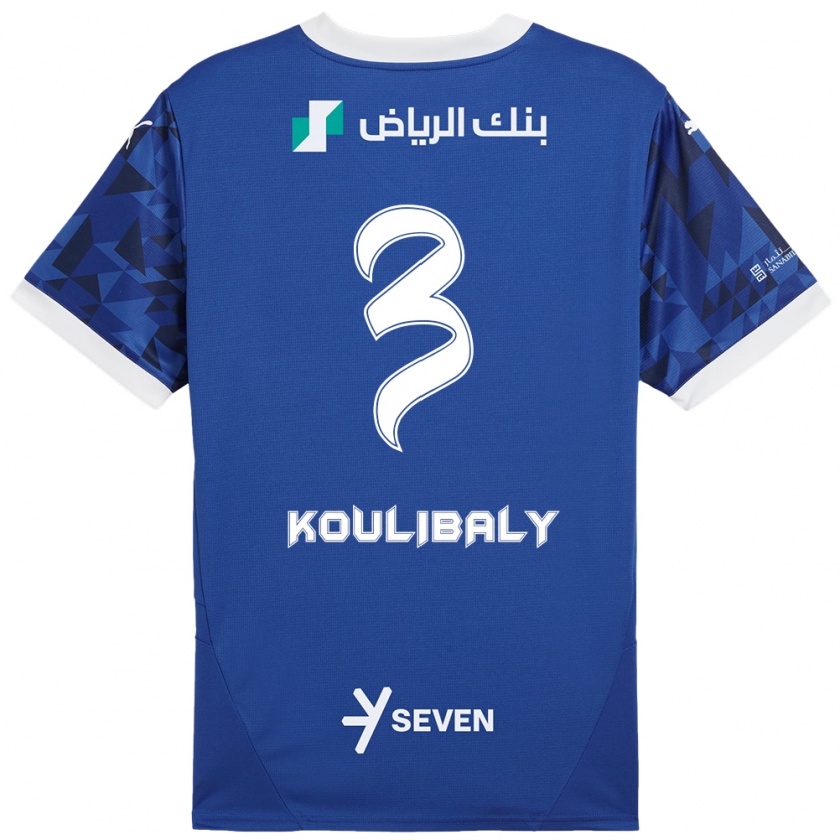 Kandiny Damen Kalidou Koulibaly #3 Dunkelblau Weiß Heimtrikot Trikot 2024/25 T-Shirt