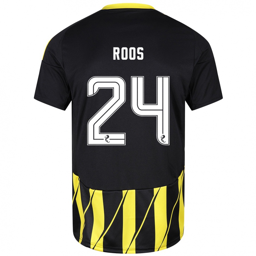 Kandiny Damen Kelle Roos #24 Schwarz Gelb Auswärtstrikot Trikot 2024/25 T-Shirt